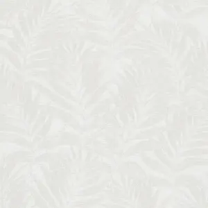 Galerie The New Design Book White Glitter Botanical Palm Leaf Design Wallpaper Roll