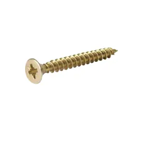 Diall Double-countersunk Yellow-passivated Carbon steel Screw (Dia)4.5mm (L)60mm, Pack of 100