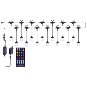 Colour Changing 14 LED Lamp Festoon Lights - App or Remote Controlled Waterproof Mains Powered Indoor Outdoor Decorative Lighting