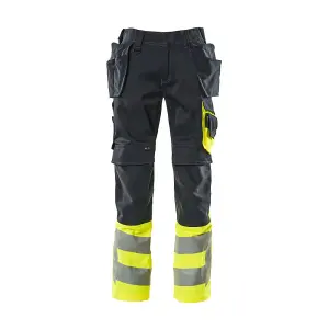 Mascot Safe Supreme Trousers with Holster Pockets (Dark Navy/Hi-Vis Yellow)  (29.5) (Leg Length - Regular)