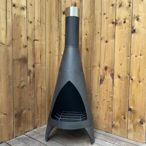 TRURO 120CM CONTEMPORARY BLACK CHIMINEA