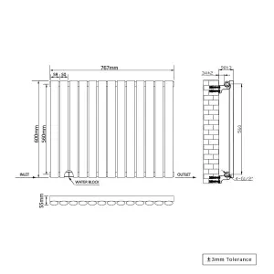 Right Radiators 600x767mm Horizontal Single Oval Column Designer Radiator Anthracite