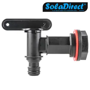 3/4" BSPM Faucet Tap with Valve for Buckets Water Tank Butt Bucket Garden (Black, Big)