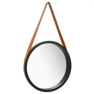 Berkfield Wall Mirror with Strap 40 cm Black