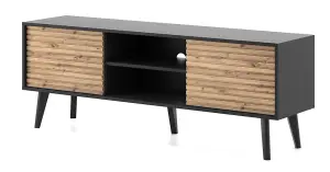 Elegant Willow TV Cabinet H560mm W1540mm D390mm in Oak Artisan & Black - Stylish Entertainment Centre