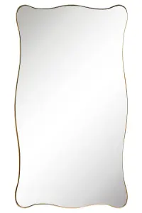 MirrorOutlet The Fluctus Gold Metal Rectangular Wavy Tray Effect Frame Wall Mirror 180CM X 100CM