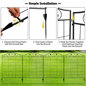 Costway 4 Panels Steel Decorative Garden Fence Folding Wire Patio Fences