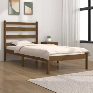 Berkfield Bed Frame Honey Brown Solid Wood Pine 100x200 cm