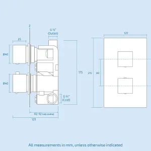 Flora 3 Way Round Concealed Thermostatic Mixer Valve Bath Filler Hand Shower