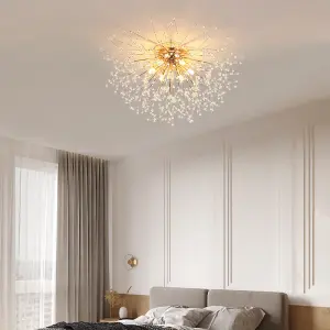 Gold 6 Lights 50cm Dandelion Crystal Flush Mount Ceiling Lights Modern Chandelier Lamp