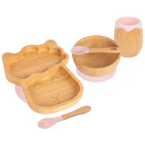 5pc Bamboo Llama Baby Weaning Set - Pastel Pink