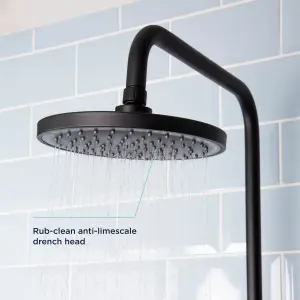 Bristan Divine Matt Black Wall-mounted Thermostatic Mixer Multi head shower