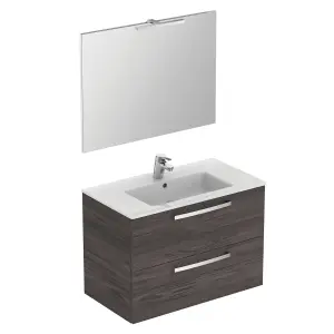 Ideal Standard Tempo Gloss Lava Grey Wall-mounted Bathroom Vanity unit (H) 550mm (W) 800mm