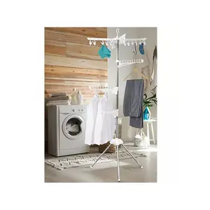 Folding Clothes Airer Stand Coat Hanger Hooks Sock Peg Dryer Holds 50 Garments