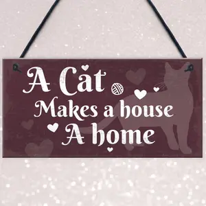 Red Ocean Shabby Chic Funny Home Cat Kitten House Hanging Plaque Pet Sign Friendship Birthday Christmas Gift