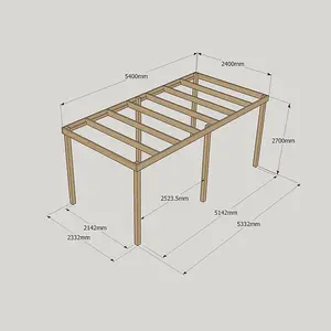 Garden Pergola 6 Posts - Wood - L240 x W540 x H270 cm - Light Green