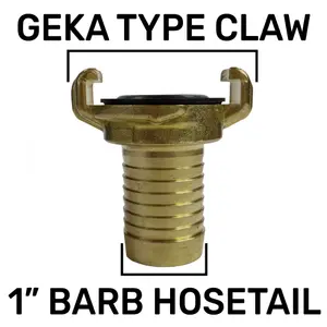 Garden watering solid brass geka style hosepipe claw fittings/connectors (PACK OF 2) 1" barb x2