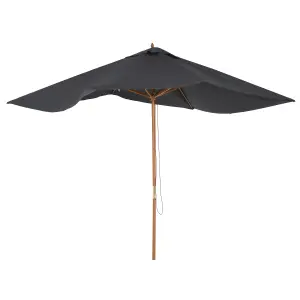 Outsunny Wooden Garden Parasol Sun Shade Patio Umbrella Canopy Dark Grey