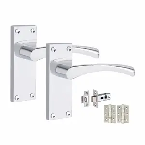 6 Set Victorian Scroll Astrid Door Sets with 3" Ball Bearing Hinges & Latch 120 x 40mm Polished Chrome