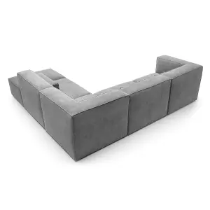 Doris Modular Extended Corner Sofa in Light Grey Cord Chenille