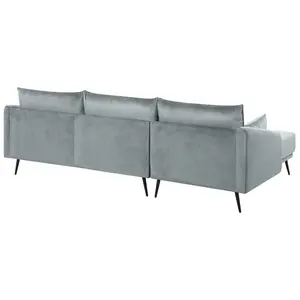 Corner Sofa with LED VARDE Grey Velvet Right Hand