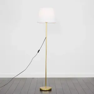 ValueLights Modern Standard Floor Lamp In Gold Metal Finish With White Tapered Shade