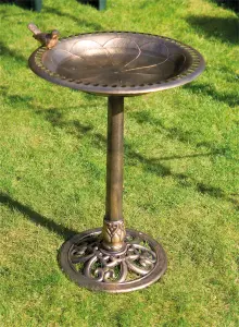 Pedestal & Weather Resistant Easy Assemble Free Standing Bronze Bird Bath