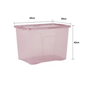 Wham Crystal 8 x 80L Plastic Storage Boxes with Lids. Large Size, Strong. Made in the UK Tint Dusky Orchid