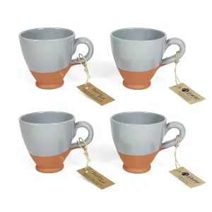 Rustic Pastel Half Dipped Terracotta Kitchen Set of 4 Everyday Cups Grey 9.5cm