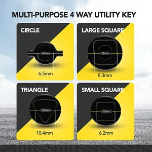 4-in-1 Heavy Duty Utility Key - Gas Meter Box Key, Radiator Key, Electric Box Key & Meter Cupboard Key - Gas Meter Key Triangle UK