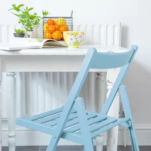 Harbour Housewares - Beech Folding Chairs - Denim Blue - Pack of 4