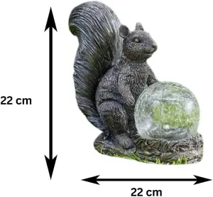 Solar Powered Multicoloured LED Squirrel Statue Garden Ornament