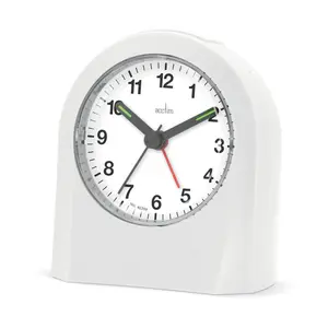 Analogue Quartz Movement / Crystal Alarm Tabletop Clock in White White