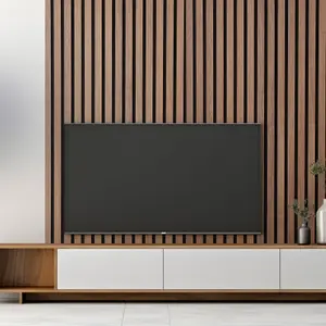 Wall Panel Wood Slat Walnut Decorative Wooden WallPanelling 3D Slatted Acoustic Sound Absorbing Ceiling or Wall Slats 240 x 60 cm