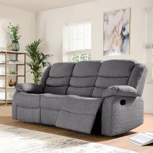 Milano Grey Linien Recliner Sofa 3 Seater