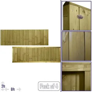 Ultimate Vertical Tongue & Groove Fence Panel (Pack of 4) Width: 6ft x Height: 2ft Interlocking Planks Fully Framed