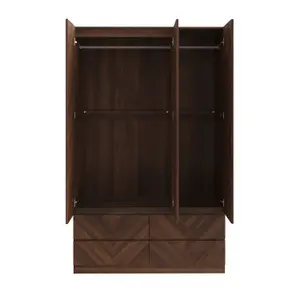 GFW Catania 3 Door 4 Drawer Wardrobe Royal Walnut