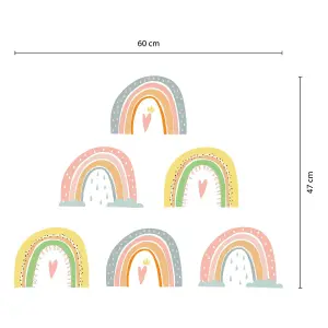 Walplus Hand-Drawn Rainbows Kids Sticker PVC Multicoloured