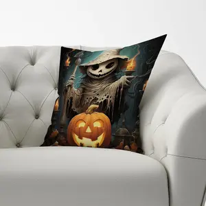 Creepy Ghost With Pumpkins Cushions 33cm x 48cm