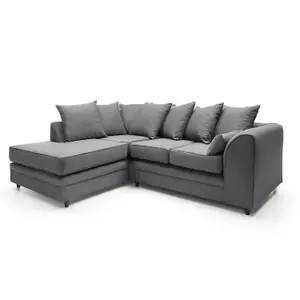 Darcy Corner Sofa Left Facing in Dark Grey Linen Fabric