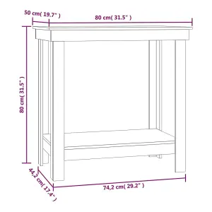 Berkfield Work Bench White 80x50x80 cm Solid Wood Pine