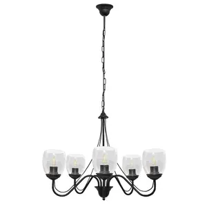 Luminosa Allena Multi Arm Pendant Ceiling Light Black, Transparent 50cm