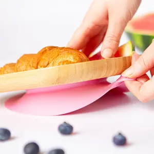 Bamboo Segmented Baby Weaning Plate & Fork Set - Pink