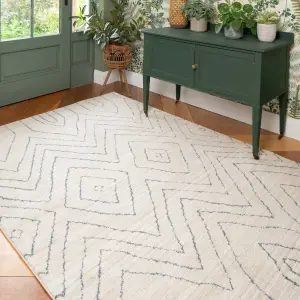 Beige Abstract Chevron Moroccan Berber Living Area Rug 160x230cm