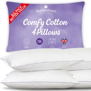 Slumberdown Comfy Cotton Pillow, Firm Support, 4 Pack