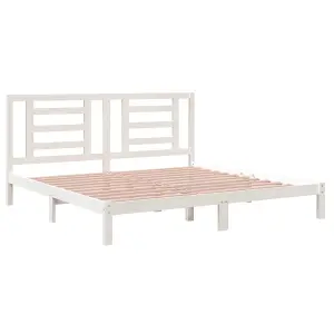 Berkfield Bed Frame White Solid Wood Pine 200x200 cm