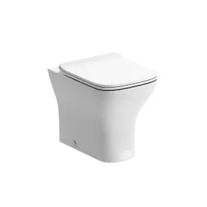 Durleigh White Rimless Back to wall Toilet pan with Slim Soft close seat