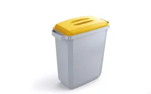 Durable DURABIN Grey Recycling Bin with Yellow Lid + Black Duraframe - 60L