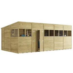 BillyOh Switch Tongue and Groove Pent Wooden Shed - 20x10 Windowed - 15mm Thickness