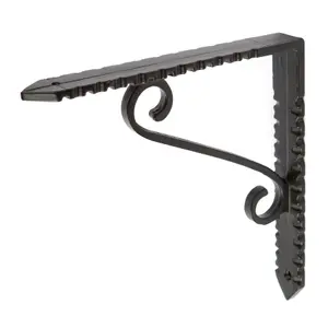 Hammer & Tongs Notched Scroll Iron Shelf Bracket - D150mm - Black - Pack of 4